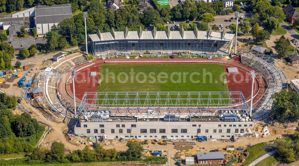 Aerial photograph Wattenscheid - football stadium Lohrheidestadion on street Lohrheidestrasse in Wattenscheid at Ruhrgebiet in the state North Rhine-Westphalia, Germany