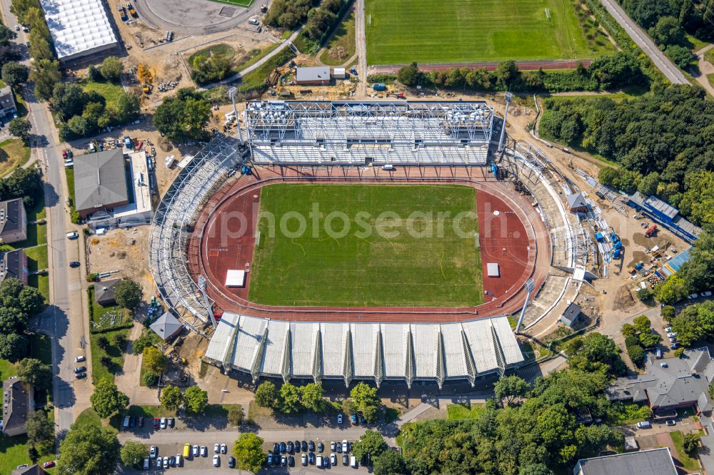 Wattenscheid from above - football stadium Lohrheidestadion on street Lohrheidestrasse in Wattenscheid at Ruhrgebiet in the state North Rhine-Westphalia, Germany