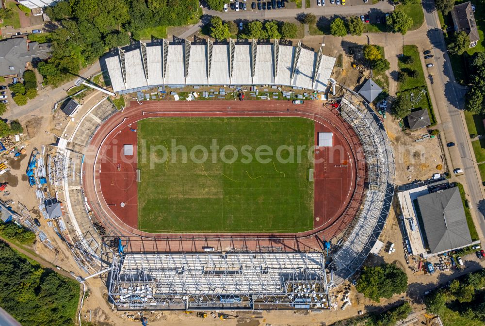 Wattenscheid from the bird's eye view: football stadium Lohrheidestadion on street Lohrheidestrasse in Wattenscheid at Ruhrgebiet in the state North Rhine-Westphalia, Germany