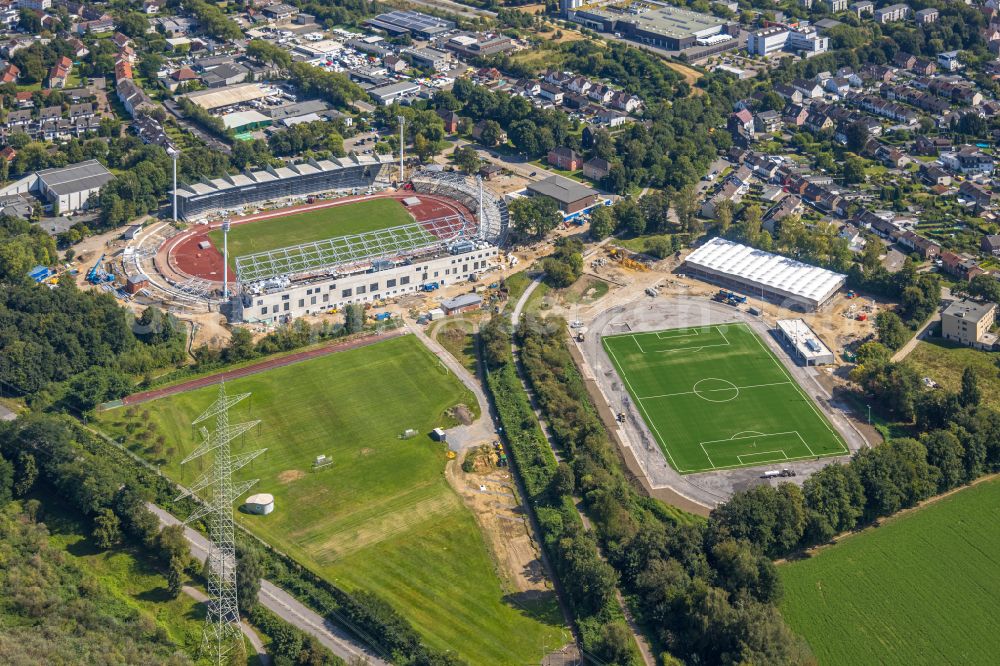 Wattenscheid from above - Football stadium Lohrheidestadion on street Lohrheidestrasse in Wattenscheid at Ruhrgebiet in the state North Rhine-Westphalia, Germany