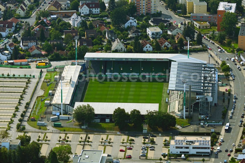 Fürth from above - Football stadium Sportpark Ronhof in the district Poppenreuth in Fuerth in the state Bavaria, Germany