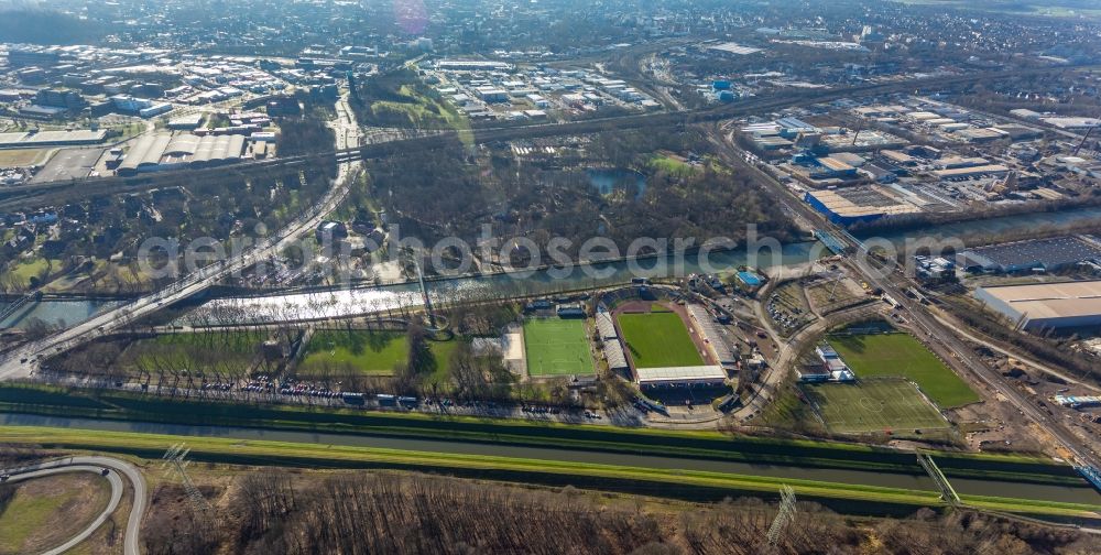 Aerial photograph Oberhausen - football stadium Stadion Niederrhein in Oberhausen in the state of North Rhine-Westphalia, Germany