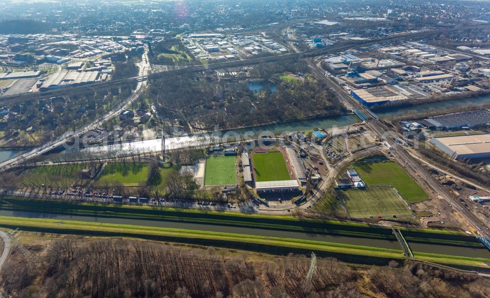 Oberhausen from above - football stadium Stadion Niederrhein in Oberhausen in the state of North Rhine-Westphalia, Germany