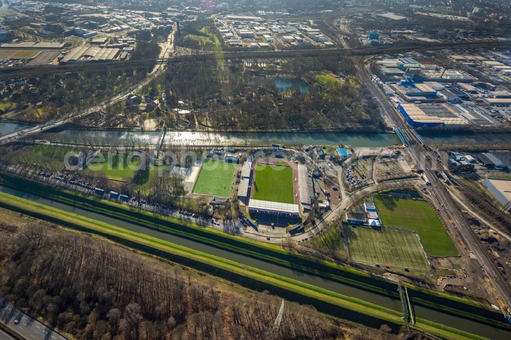 Oberhausen from the bird's eye view: football stadium Stadion Niederrhein in Oberhausen in the state of North Rhine-Westphalia, Germany