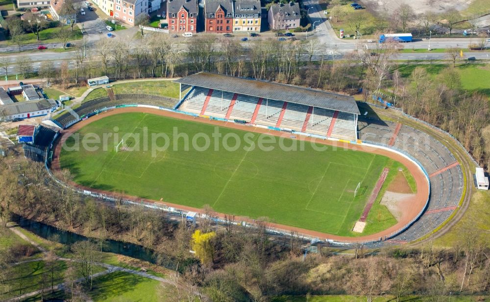 Aerial image Herne - Football stadium of the football club Sportclub Westfalia 04 e.V. on Westring in Herne in the state North Rhine-Westphalia