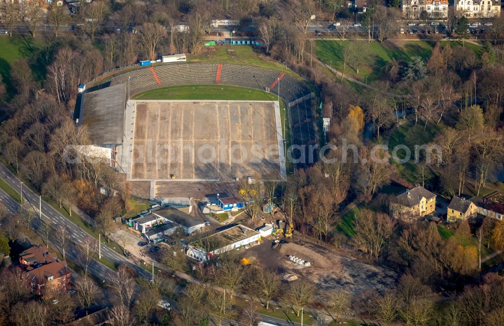 Aerial photograph Herne - Football stadium construction Site of the football club Sportclub Westfalia 04 e.V. on Westring in Herne in the state North Rhine-Westphalia