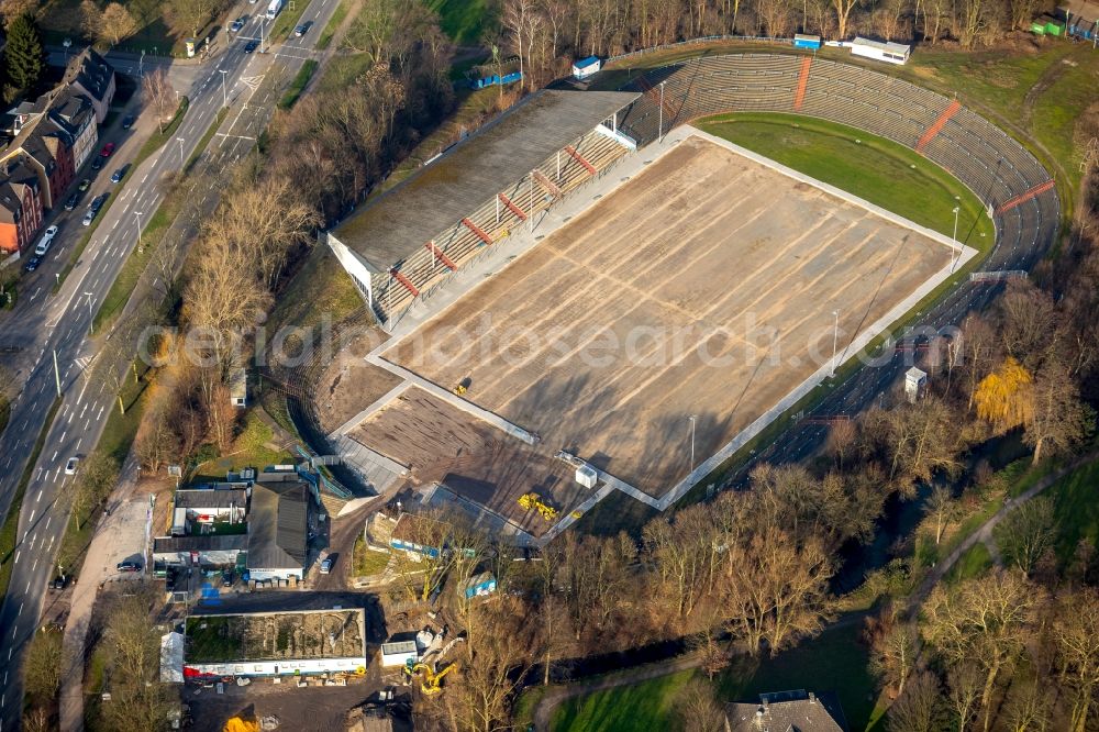 Herne from above - Football stadium construction Site of the football club Sportclub Westfalia 04 e.V. on Westring in Herne in the state North Rhine-Westphalia