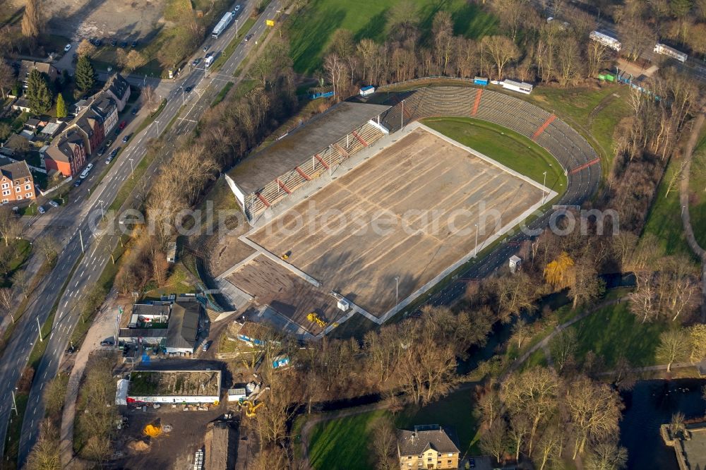 Herne from the bird's eye view: Football stadium construction Site of the football club Sportclub Westfalia 04 e.V. on Westring in Herne in the state North Rhine-Westphalia