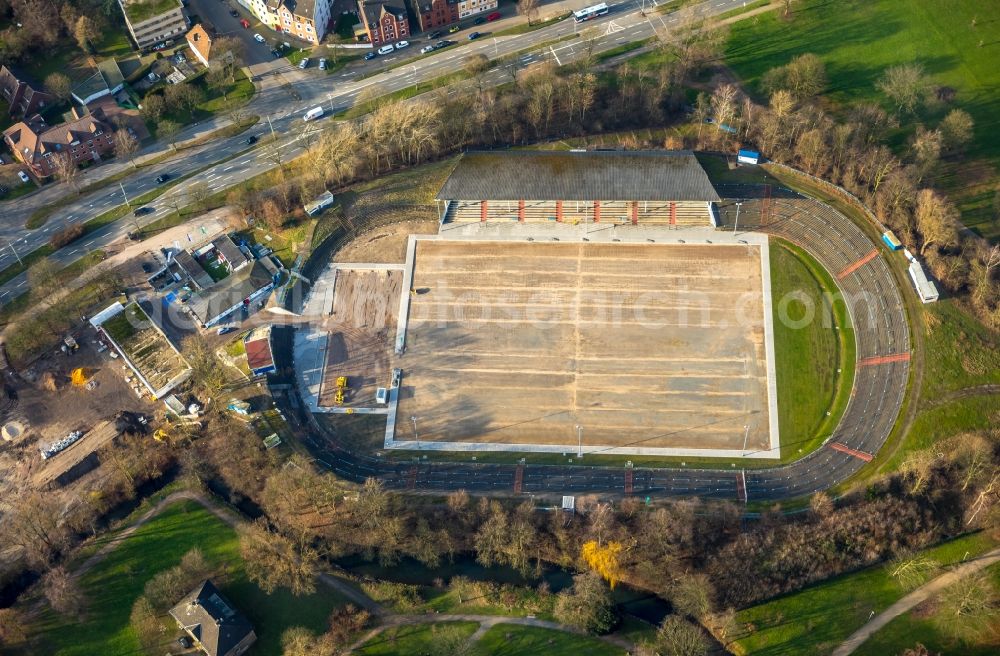 Aerial image Herne - Football stadium construction Site of the football club Sportclub Westfalia 04 e.V. on Westring in Herne in the state North Rhine-Westphalia