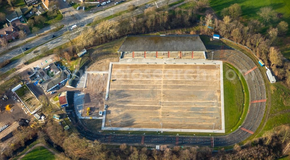 Aerial photograph Herne - Football stadium construction Site of the football club Sportclub Westfalia 04 e.V. on Westring in Herne in the state North Rhine-Westphalia