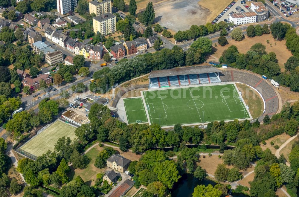 Herne from above - Football stadium construction Site of the football club Sportclub Westfalia 04 e.V. on Westring in Herne in the state North Rhine-Westphalia