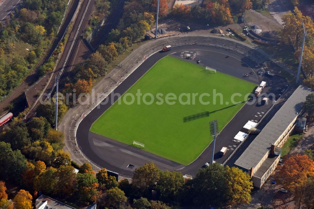 Berlin from the bird's eye view: Football stadium of the football club SSC Sport-Club Charlottenburg e.V. in the district Charlottenburg in Berlin, Germany