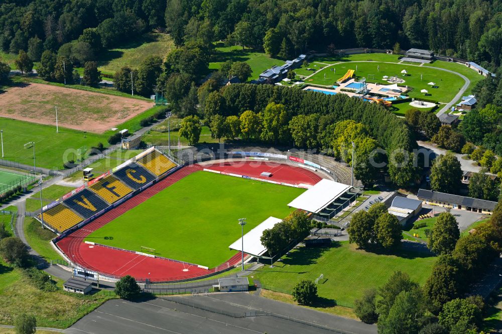 Plauen from the bird's eye view: Football stadium of the football club VFC Plauen in Plauen in the state Saxony, Germany