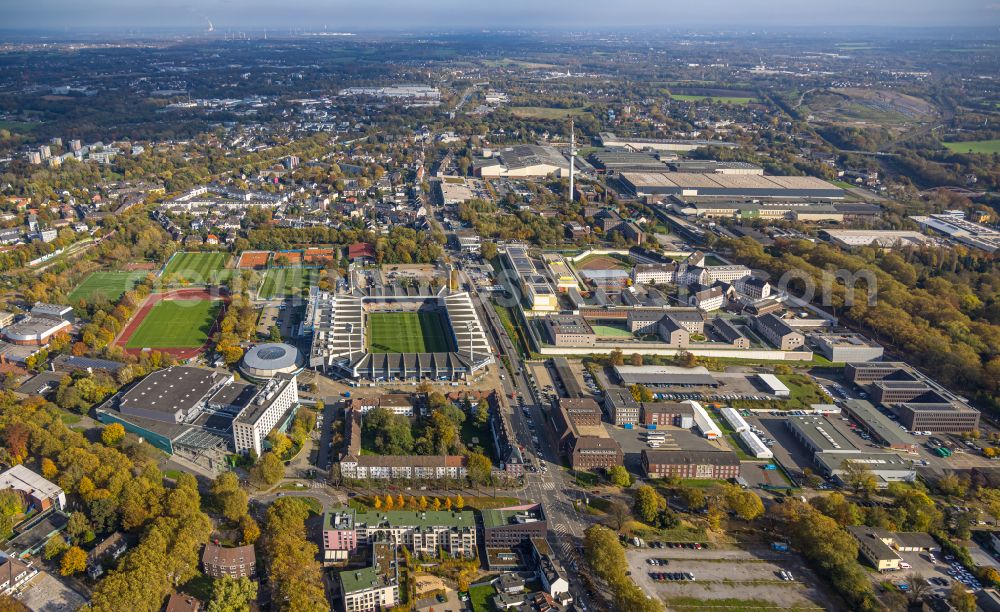 Bochum from above - Football stadium Vonovia Ruhrstadion on Castroper Strasse in the district of Bochum Mitte in Bochum in the Ruhr area in the federal state of North Rhine-Westphalia, Germany