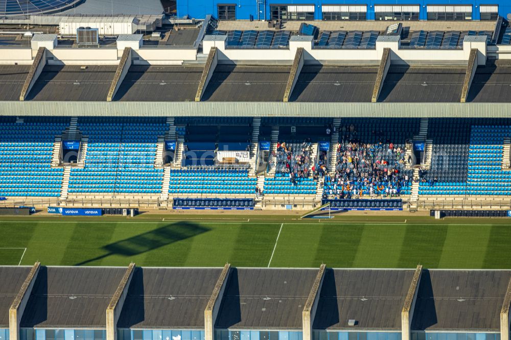 Bochum from the bird's eye view: Football stadium Vonovia Ruhrstadion on Castroper Strasse in the district of Bochum Mitte in Bochum in the Ruhr area in the federal state of North Rhine-Westphalia, Germany