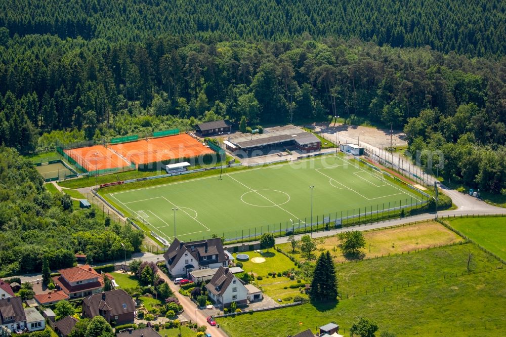 Aerial image Warstein - Football stadium of the club TuS Green - White Allagen e.V. in Warstein in North Rhine-Westphalia