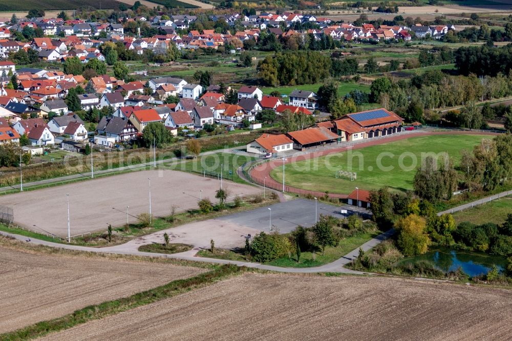 Steinfeld from the bird's eye view: Football stadium Wiesental Stadion in Steinfeld in the state Rhineland-Palatinate, Germany