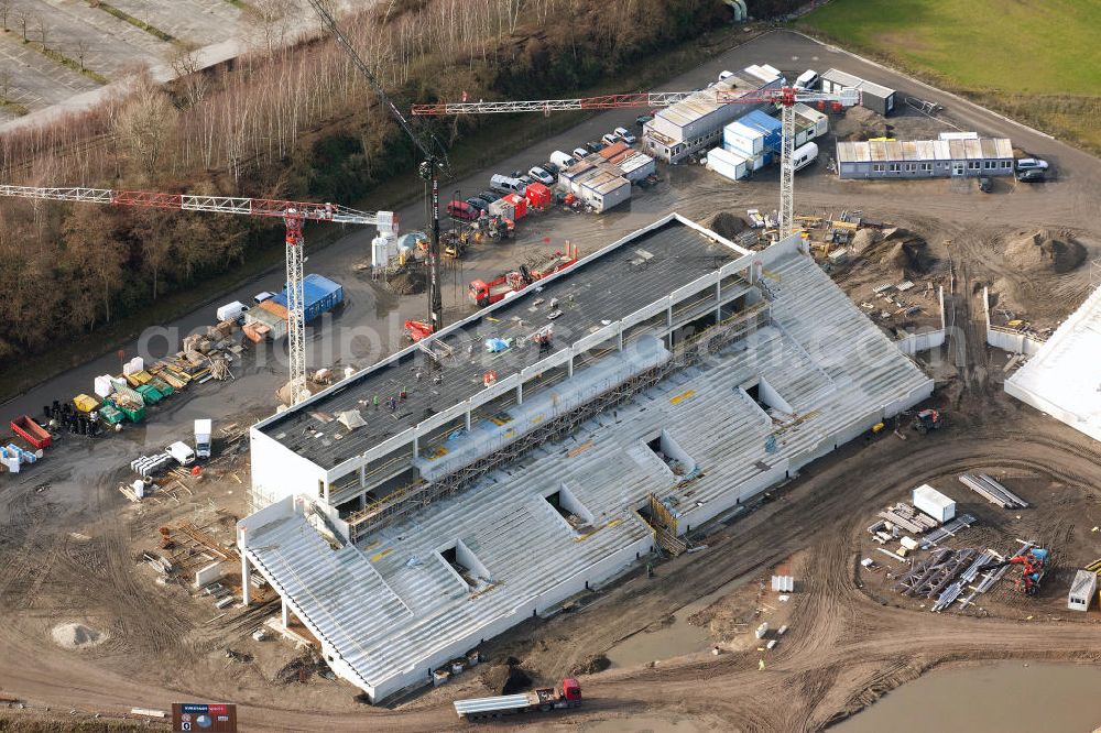 Aerial image Essen - Construction of a modern football stadium at the Georg-Melches stadium in Essen, North Rhine-Westphalia