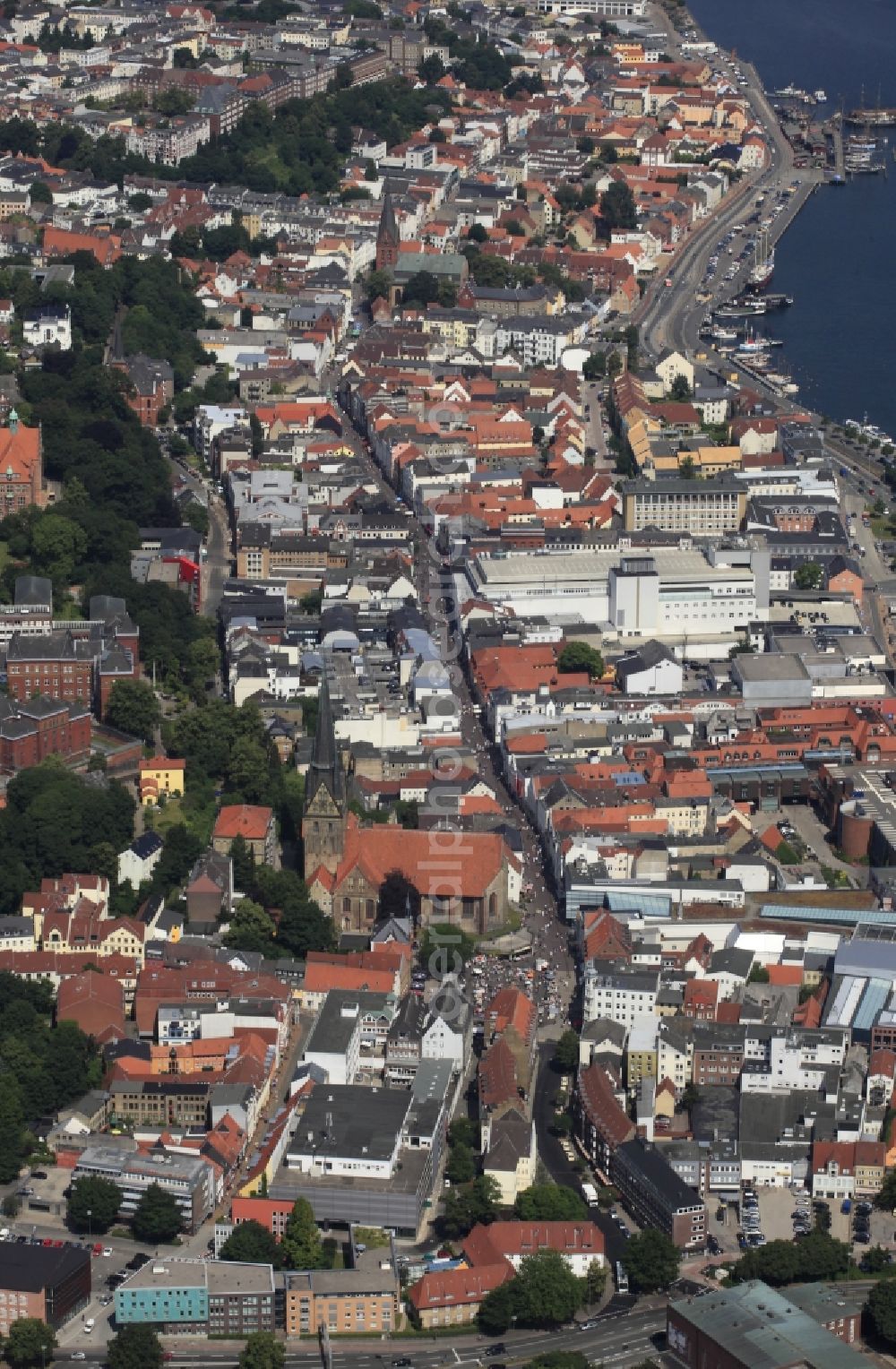 Aerial image Flensburg - Pedestrian zone of the city of Flensburg in Schleswig-Holstein