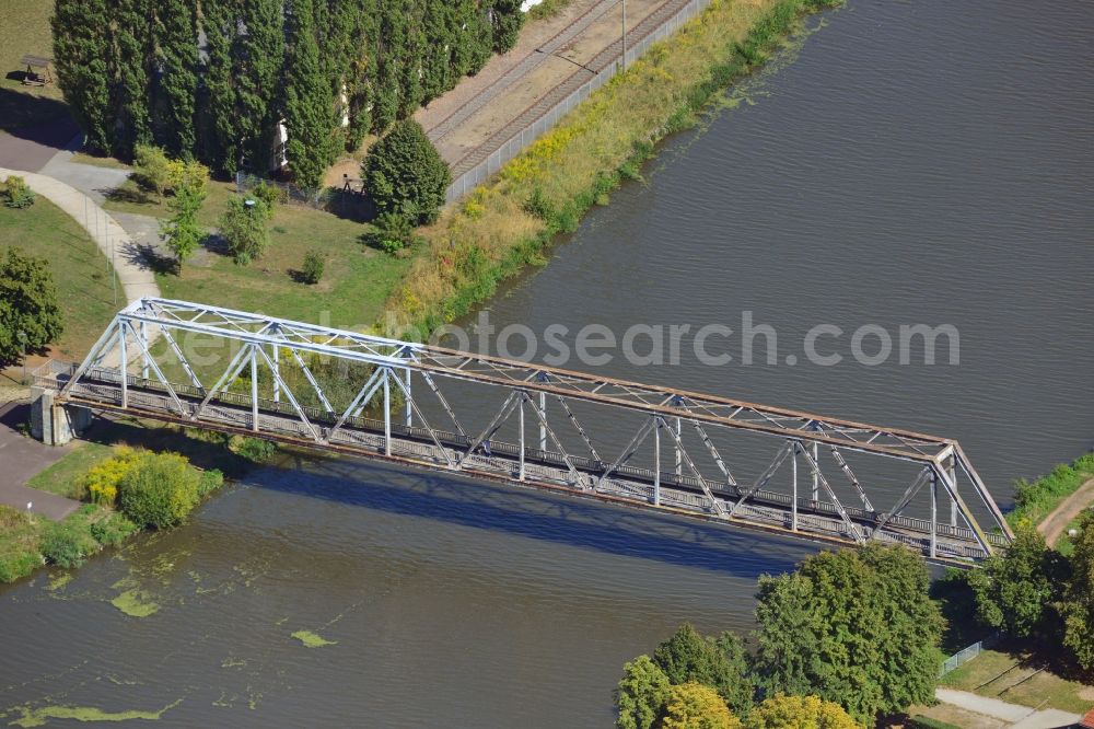 Genthin from above - Pedestrian bridge over the Elbe-Havel-Canel in the state Saxony-Anhalt