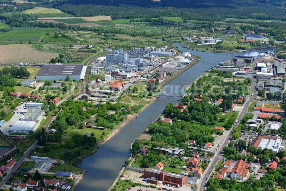 Genthin from above - Pedestrian bridge over the Elbe-Havel-Canel in the state Saxony-Anhalt