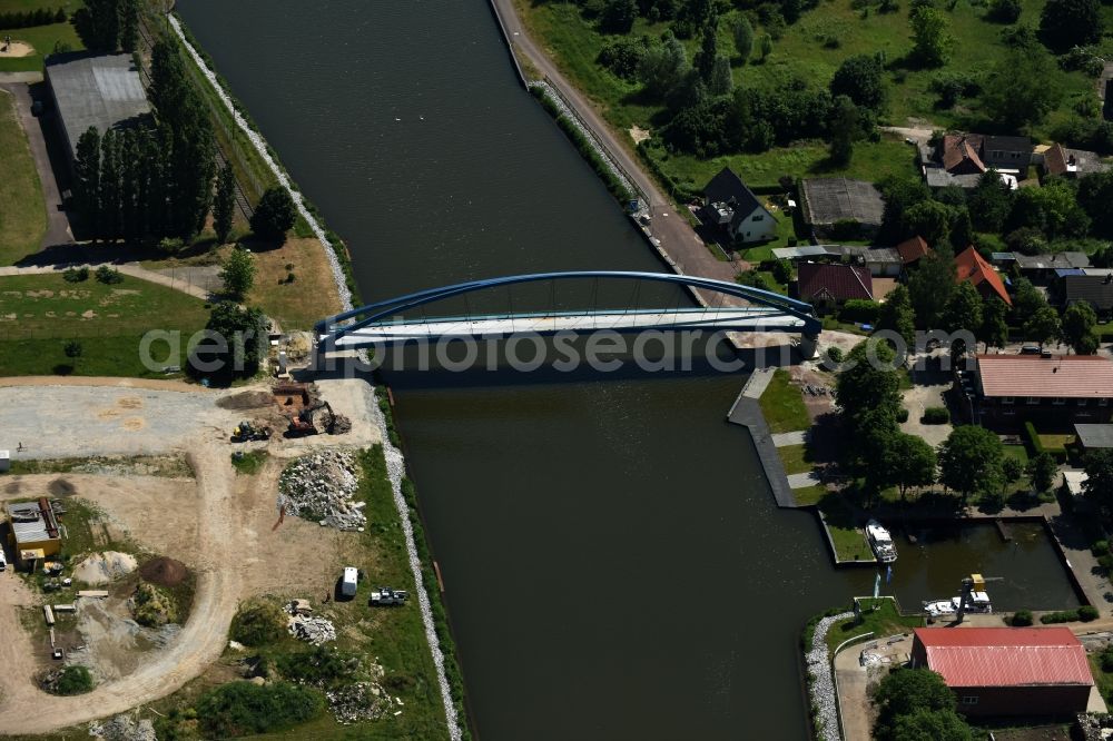 Aerial image Genthin - Pedestrian bridge over the Elbe-Havel-Canel in the state Saxony-Anhalt