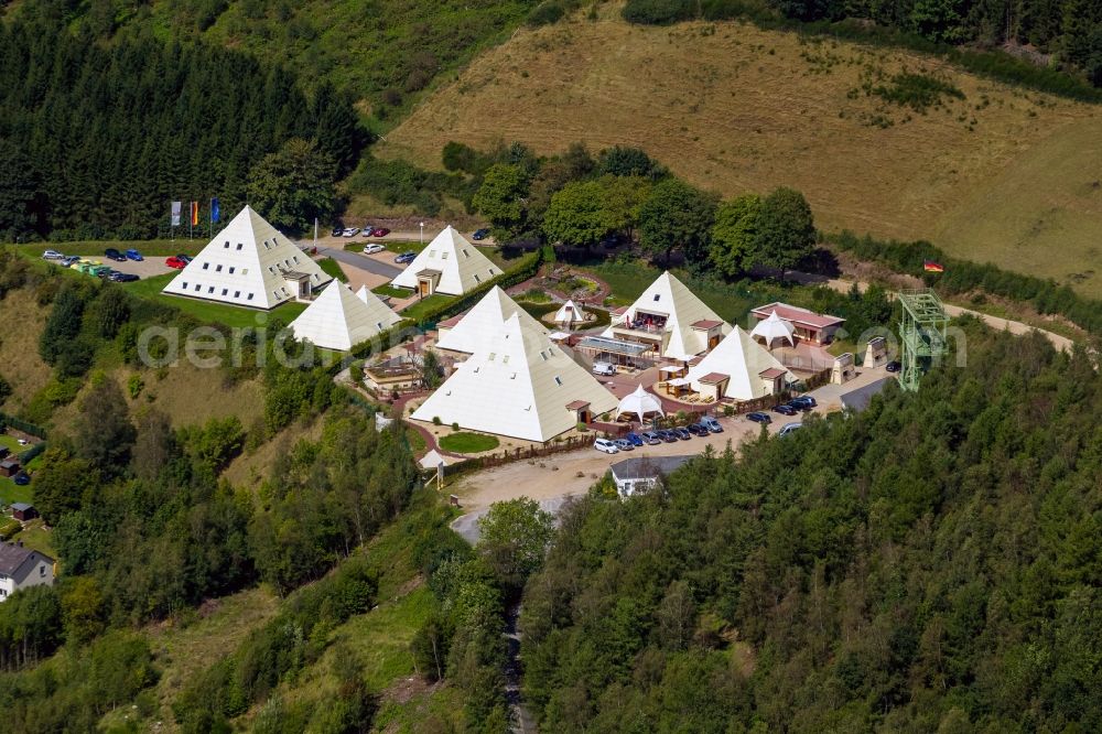 Lennestadt from the bird's eye view: Galileo-Park Sauerland Pyramids in Lennestadt in the state of North Rhine-Westphalia