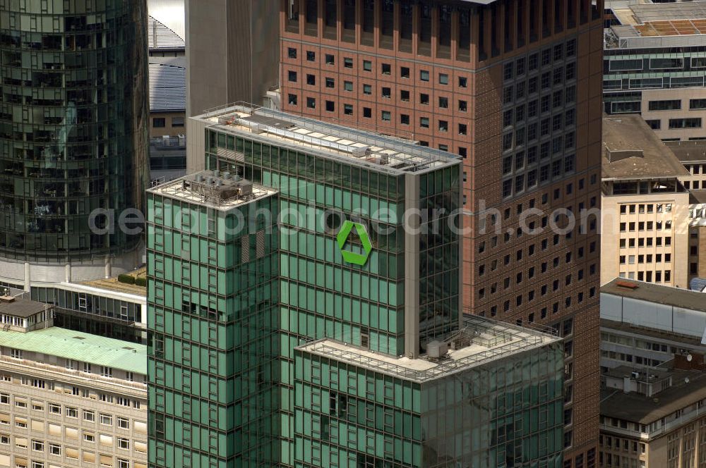 Aerial image Frankfurt am Main - Blick auf das Gallileo Hochhaus der Dresdner Bank. ATP N+M Architekten und Ingenieure.