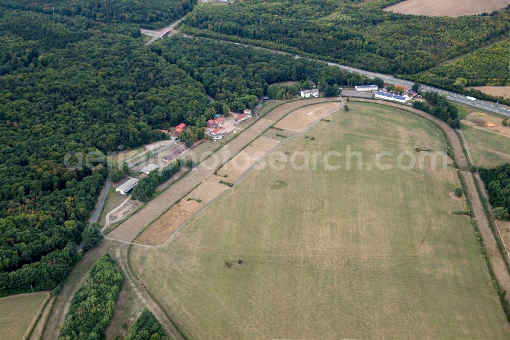 Gotha from above - In the district of Gotha Boxberg in Thuringia is a racecourse. The former ducal equestrian facility is equipped with magnificent stands in Victorian style. On the turf of the Grand Prix of Thuringia was repeatedly aligned. Today the area is also used for various events