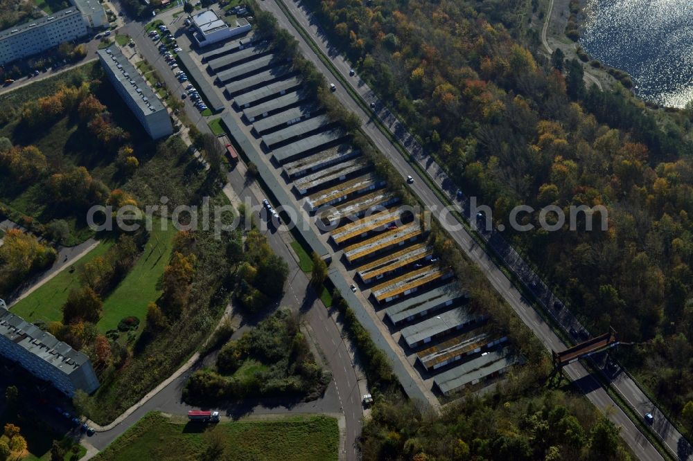 Aerial photograph Halle (Saale) - View of a garage complex in Halle ( Saale ) in the state Saxony-Anhalt