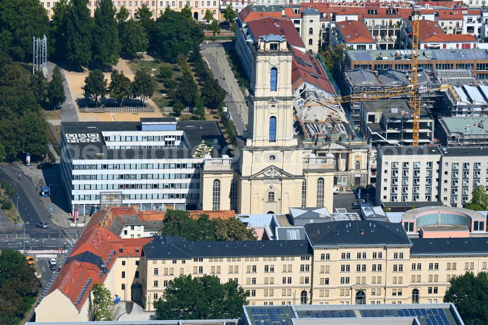 Potsdam from above - Tower of the Garrison Church Potsdam on Breite Strasse in Potsdam in the federal state of Brandenburg, Germany