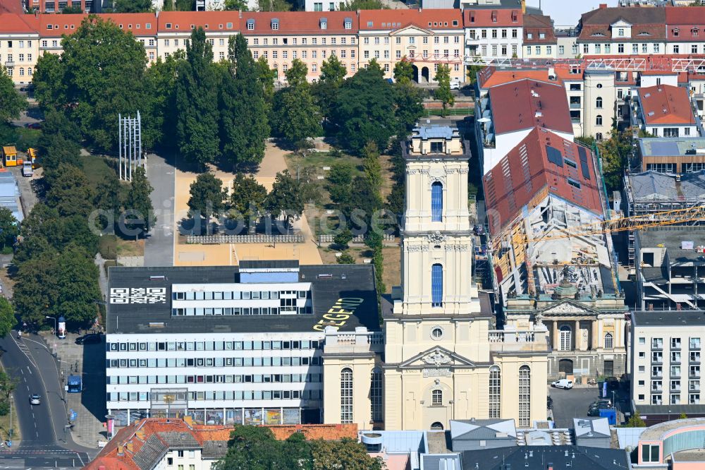 Potsdam from above - Tower of the Garrison Church Potsdam on Breite Strasse in Potsdam in the federal state of Brandenburg, Germany