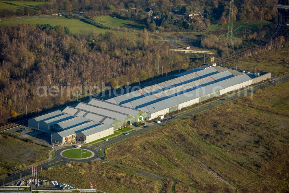 Aerial image Oberhausen - Gardening store LandGard in the North of the former steelworks in Oberhausen in the state of North Rhine-Westphalia