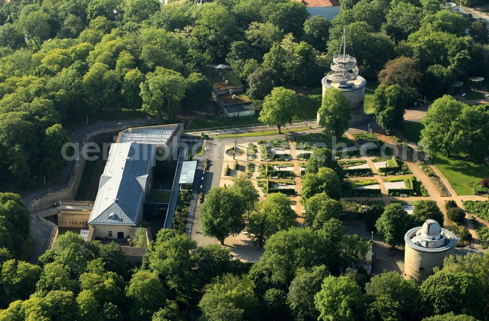 Aerial photograph Erfurt - View of the Deutsches Gartenbaumuseum, the observatory and the lookout tower on the grounds of the ega garden and amusement park near Erfurt in Thuringia