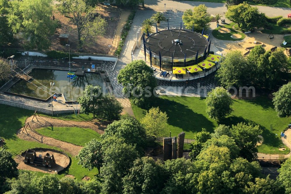 Erfurt from above - View of the refurbished egaarena and the adjacent playground, located on the grounds of the ega garden and amusement park near Erfurt in Thuringia