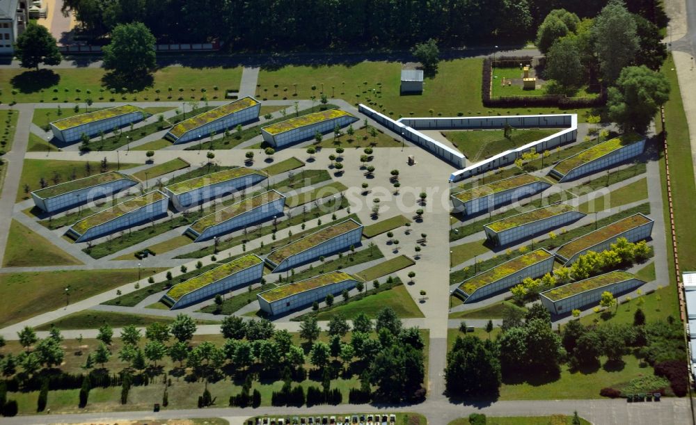 Warschau from above - View of a garden in Warsaw in the voivodeship Masowien in Poland