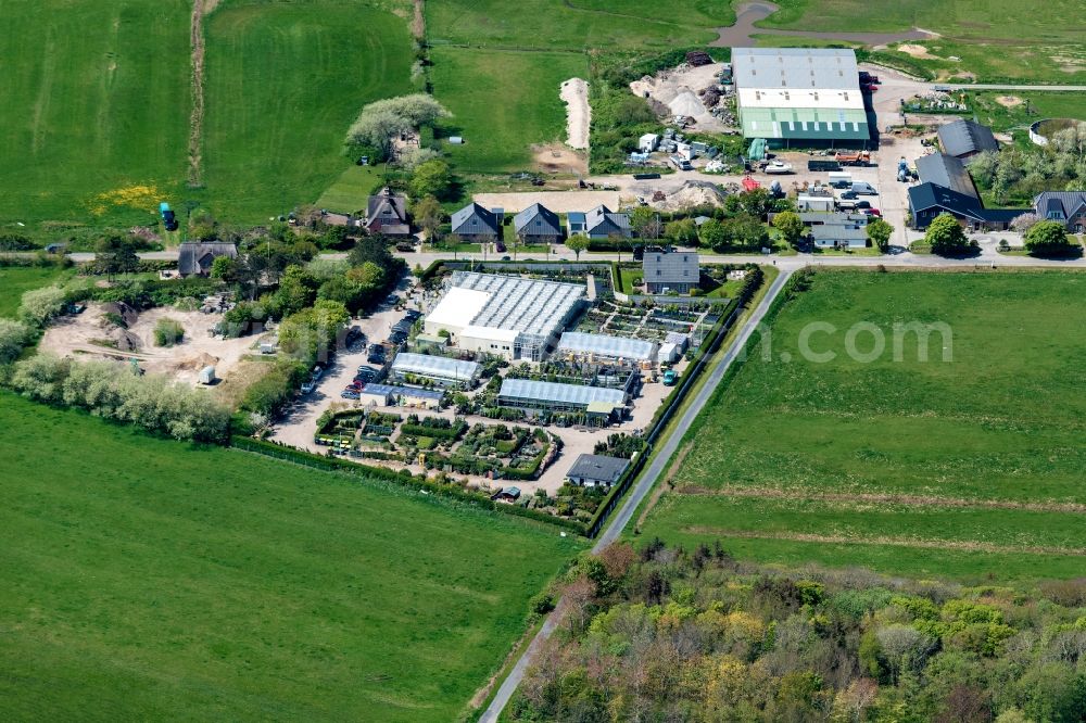 Keitum from the bird's eye view: Garden center - center for gardening supplies Harms in Keitum at the island Sylt in the state Schleswig-Holstein, Germany