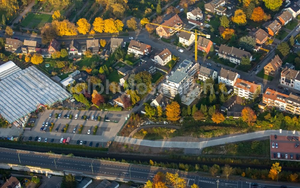 Aerial photograph Gladbeck - Garden center Schellewald at the train station Gladbeck-East in Gladbeck in the state of North Rhine-Westphalia