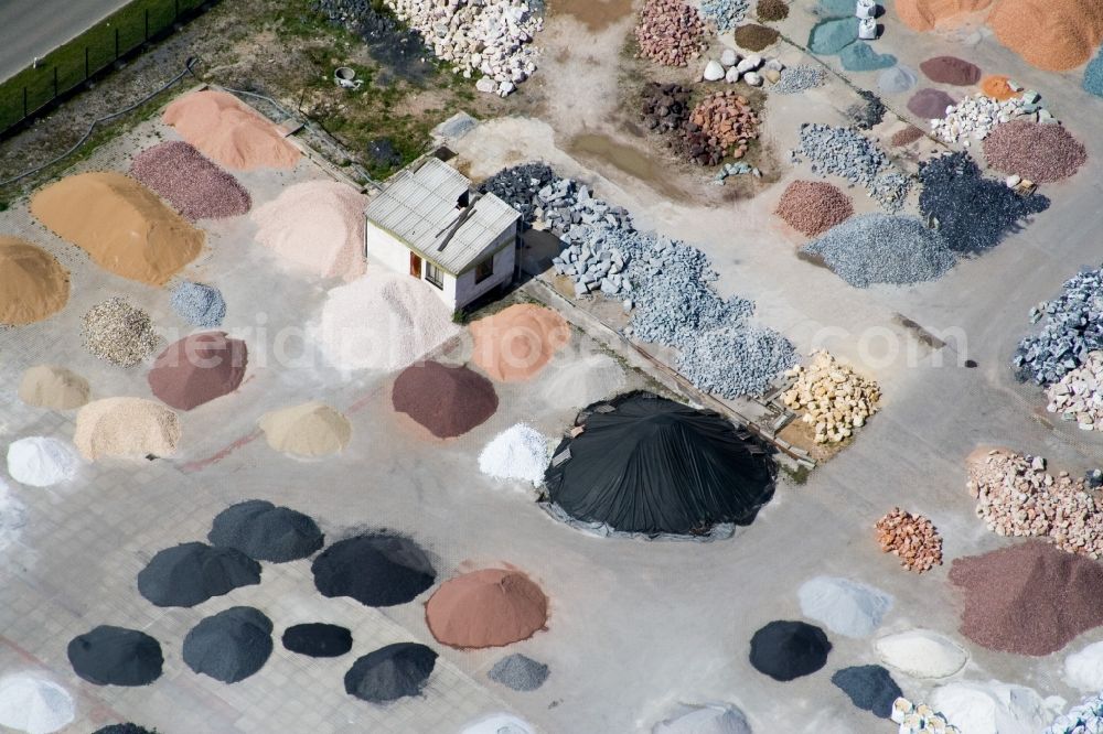 Graben-Neudorf from above - Gartenkies, Badische Terrazzo Handels- gesellschaft mbH in the district Neudorf in Graben-Neudorf in the state Baden-Wuerttemberg, Germany