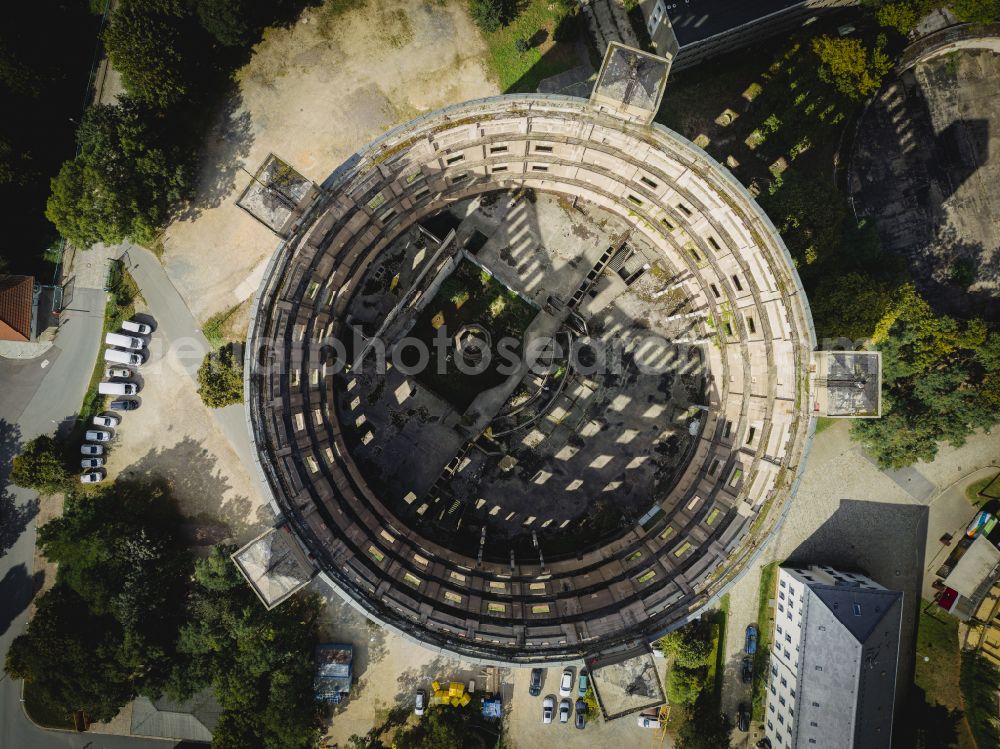 Dresden from above - Gasometer high storage tank on street Gasanstaltstrasse in the district Seidnitz in Dresden in the state Saxony, Germany