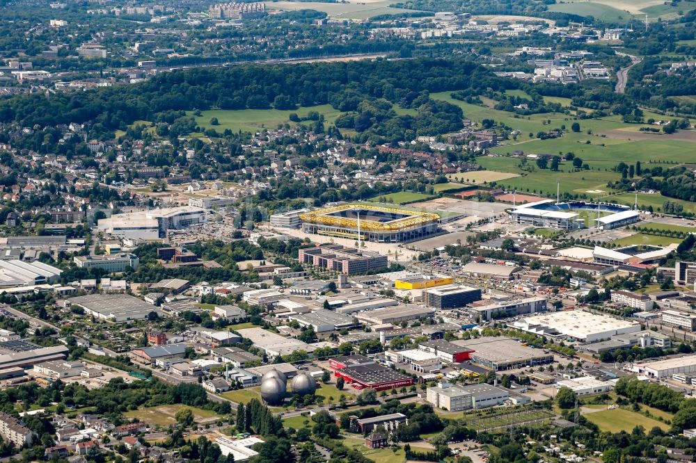 Aachen from above - Gasometer high storage tank on Gruener Weg in Aachen in the state North Rhine-Westphalia