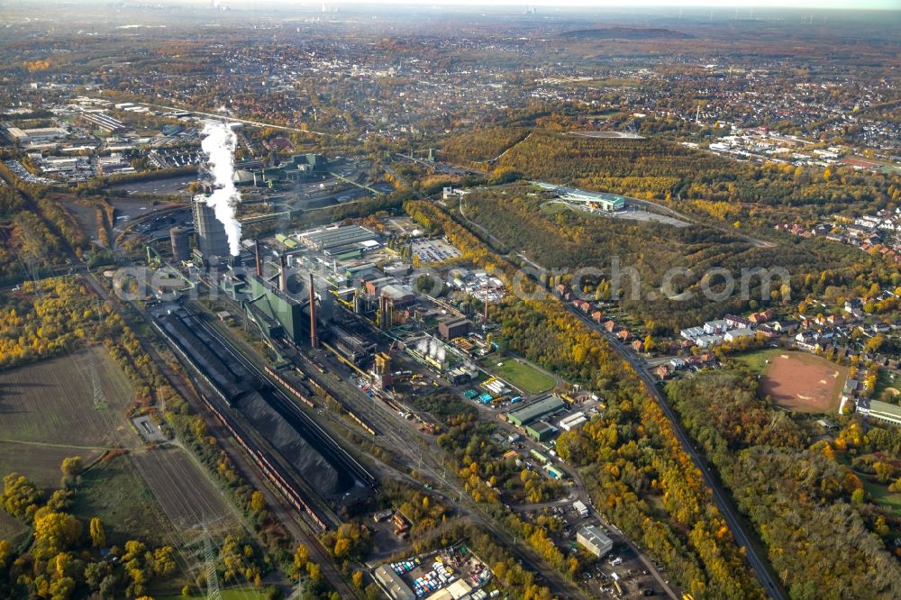 Aerial photograph Bottrop - Gasometer high storage tank auf dem Werksgelaende der Kokerei Prosper in Bottrop in the state North Rhine-Westphalia