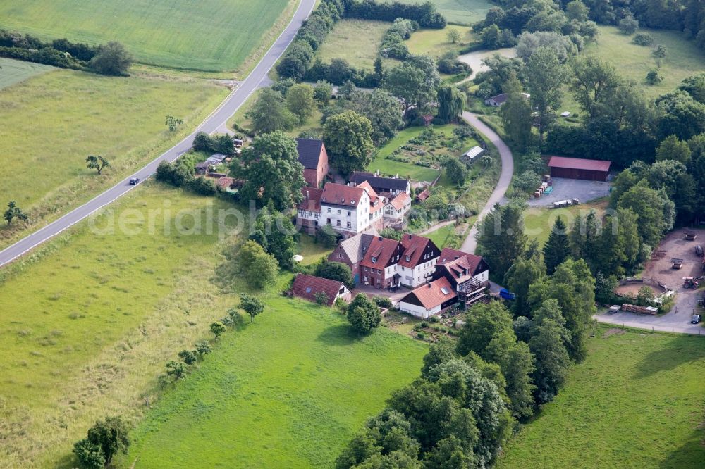 Uettingen from the bird's eye view: Restaurant Gasthaus to the Holzmuehle in Uettingen in the state Bavaria, Germany