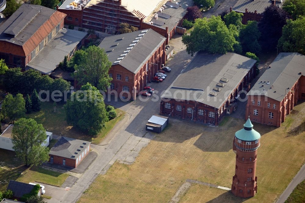 Berlin from the bird's eye view: Heritage building gas works Mariendorf with water tower at the street Lankwitzer Strasse in the district Tempelhof-Schoeneberg