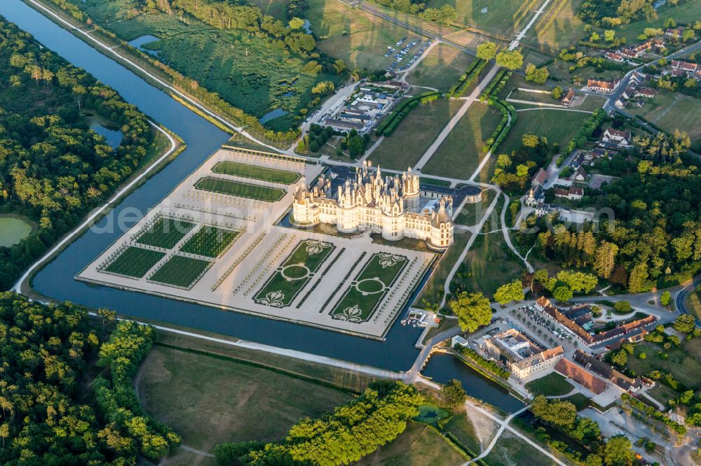 Aerial Photograph Chambord Channels And Building Complex In The Park Of The Castle Schloss Chambord In