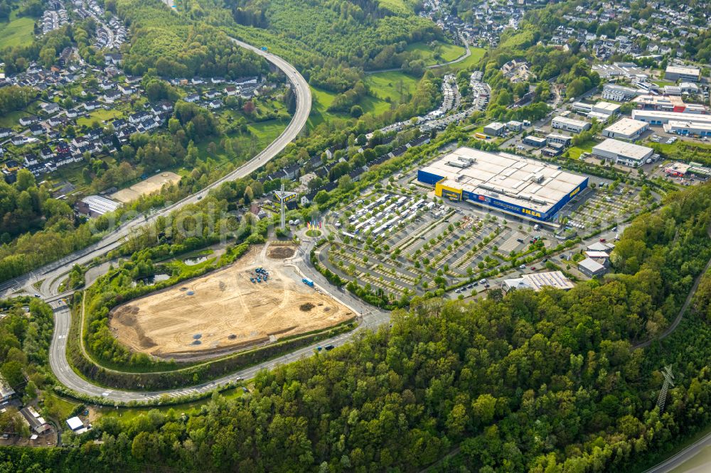 Aerial image Siegen - Building of the store - furniture market IKEA Group in Siegen in the state North Rhine-Westphalia