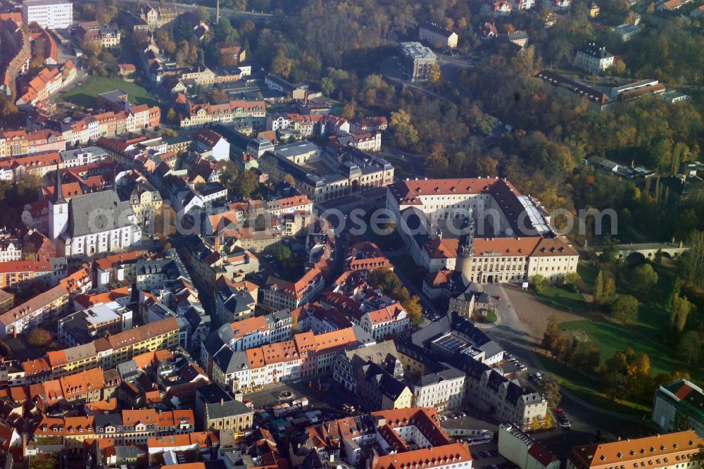 Weimar from the bird's eye view: Building of the concert hall and theater playhouse in Weimar in the state Thuringia, Germany