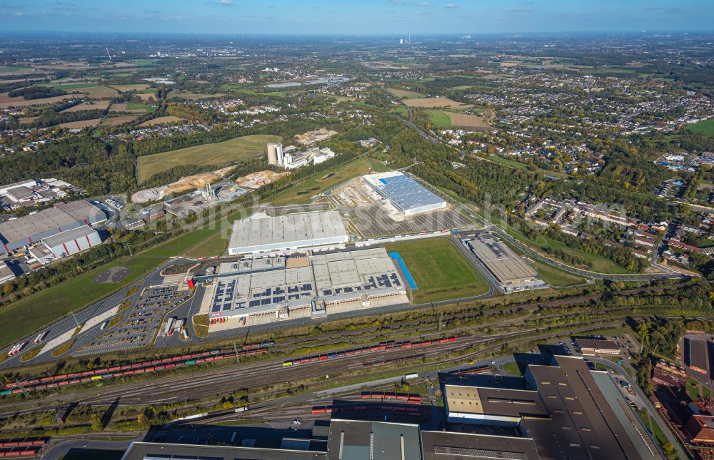 Aerial image Dortmund - Building complex and distribution center on the site REWE on street Walzwerkstrasse in Dortmund at Ruhrgebiet in the state North Rhine-Westphalia, Germany