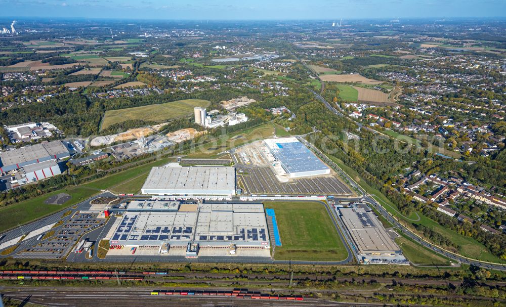 Aerial photograph Dortmund - Building complex and distribution center on the site REWE on street Walzwerkstrasse in Dortmund at Ruhrgebiet in the state North Rhine-Westphalia, Germany