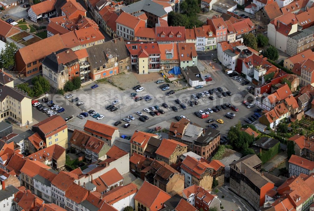 Aerial photograph Mühlhausen - Area around the street Entenbühl and the road Zöllnergasse with parking in Mühlheim in Thuringia